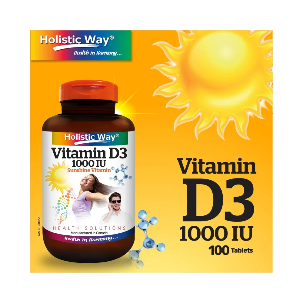 Витамин D3 1000IU (100 таблеток) поддерживает развитие и поддержку костей и зубов комплексным способом