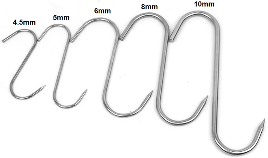 10 Inch 8mm Thick Stainless Steel  Meat S Hooks