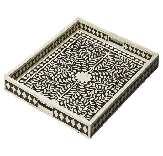 Stylish Bone Servings Tray Bone inlay serving tray made with natural bone high quality at very cheap prices.