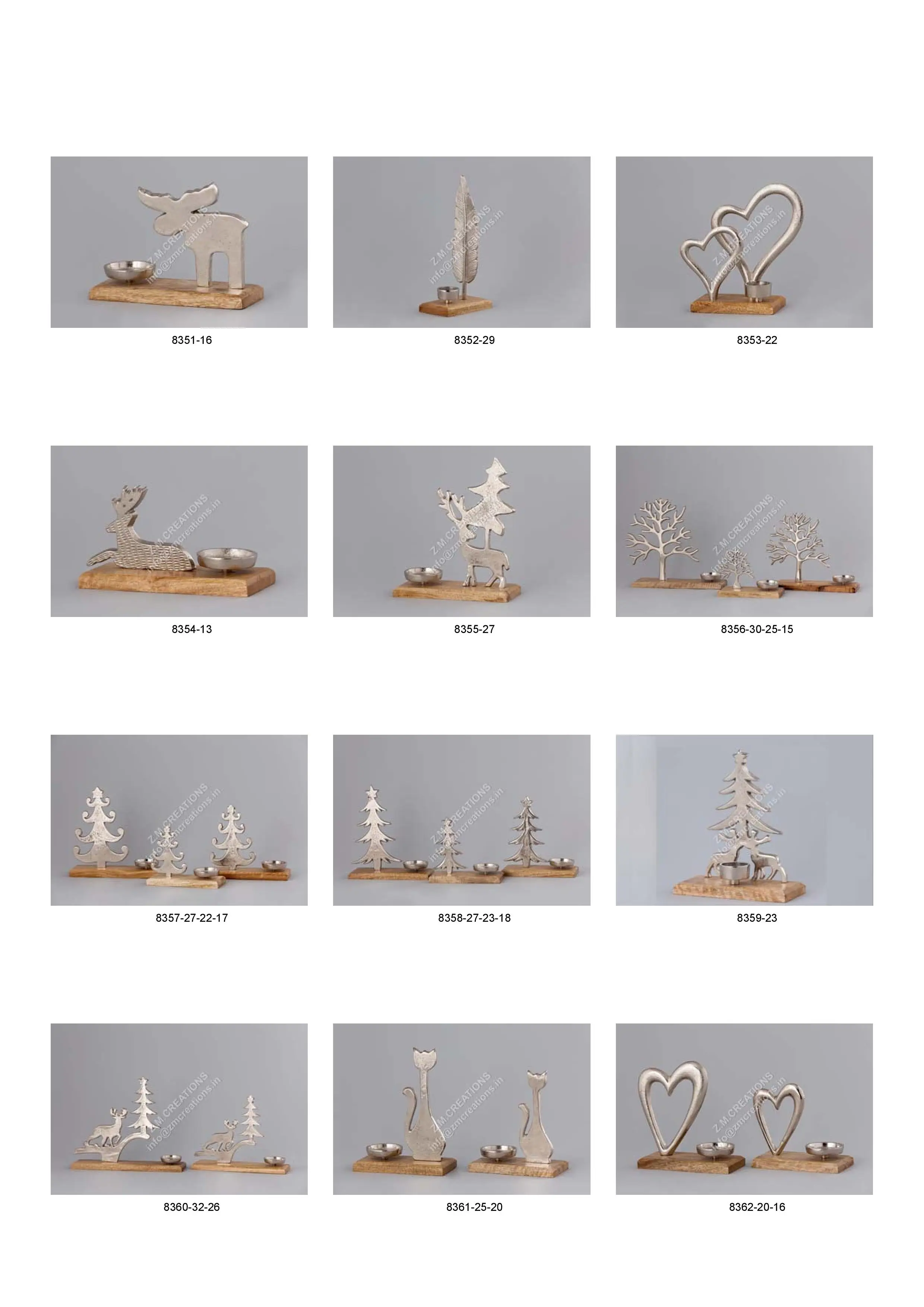 Christmas and Easter Festival Home Decor Snowflake Design Mango Wood and Metal Tealight Candlestick Holder Packaged in Box