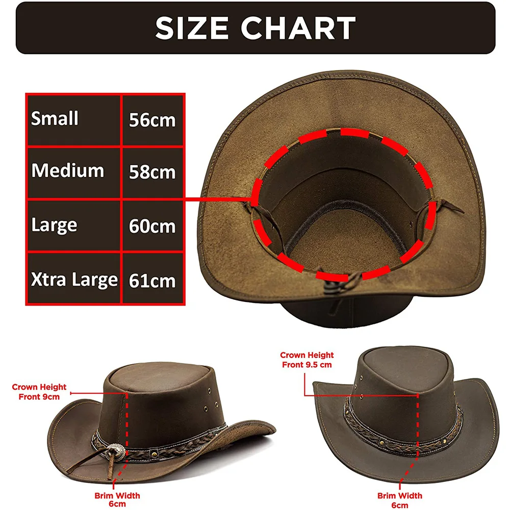 Good Quality Handmade Leather Western Cowboy Hat Western Style Outback Leather Cowboy hat for Men and Women