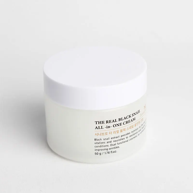 BLACK SNAIL ALL IN ONE CREAM 50ml of Korean Skincare Cosmetics for OEM, ODM, Face Cream for Moisturizing, Soothing, Anti-Aging