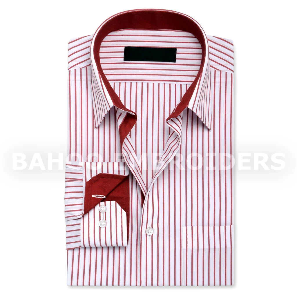 Мужская самодельная рубашка в полоску-синий и красный