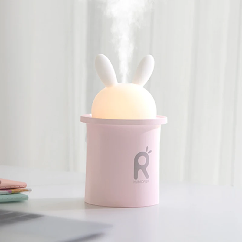 JISULIFE 2021 New arrival Cute Rabbit humidifier Lovely Mini USB humidifier Car humidifier diffuser with colorful lights