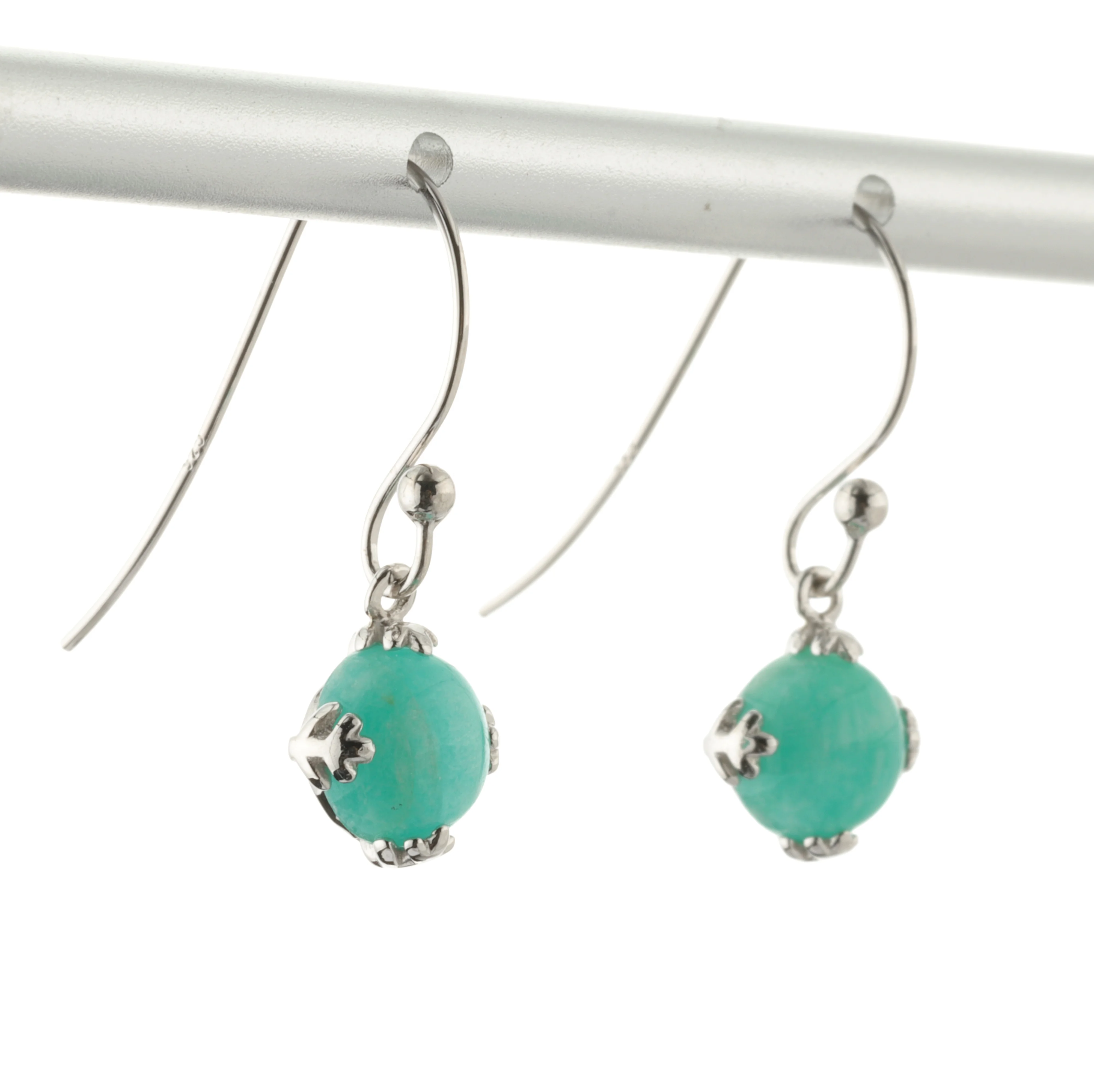 925 Sterling Silver Jewelry Rhodium Plated Snowflake Amazonite Stone Earrings Silver Hook Hoop Earrings For Women