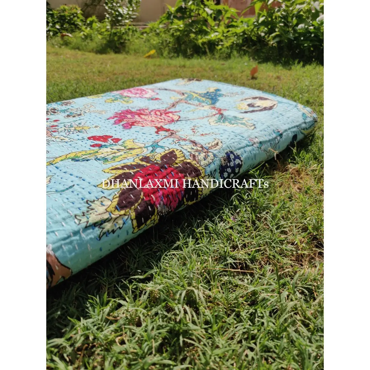 Красивое домашнее декоративное покрывало небесно-голубого цвета с цветочным принтом оптовая продажа индийское Kantha ручной работы Хлопковое одеяло