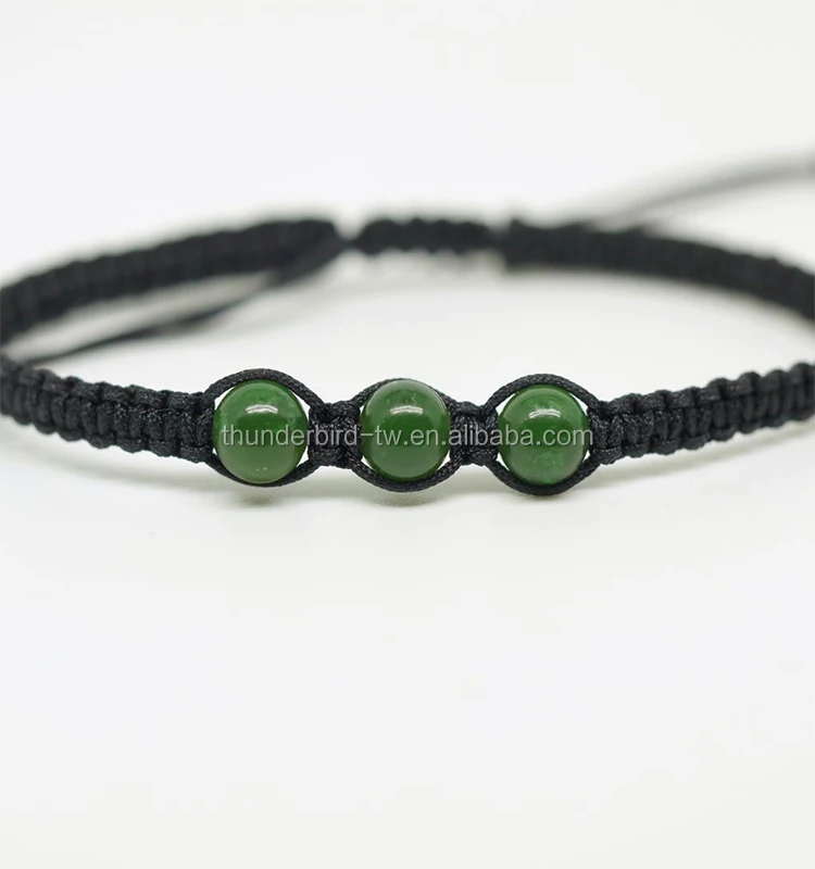 
wholesale kids unisex gemstone nephrite jade beads surf cord bracelet 