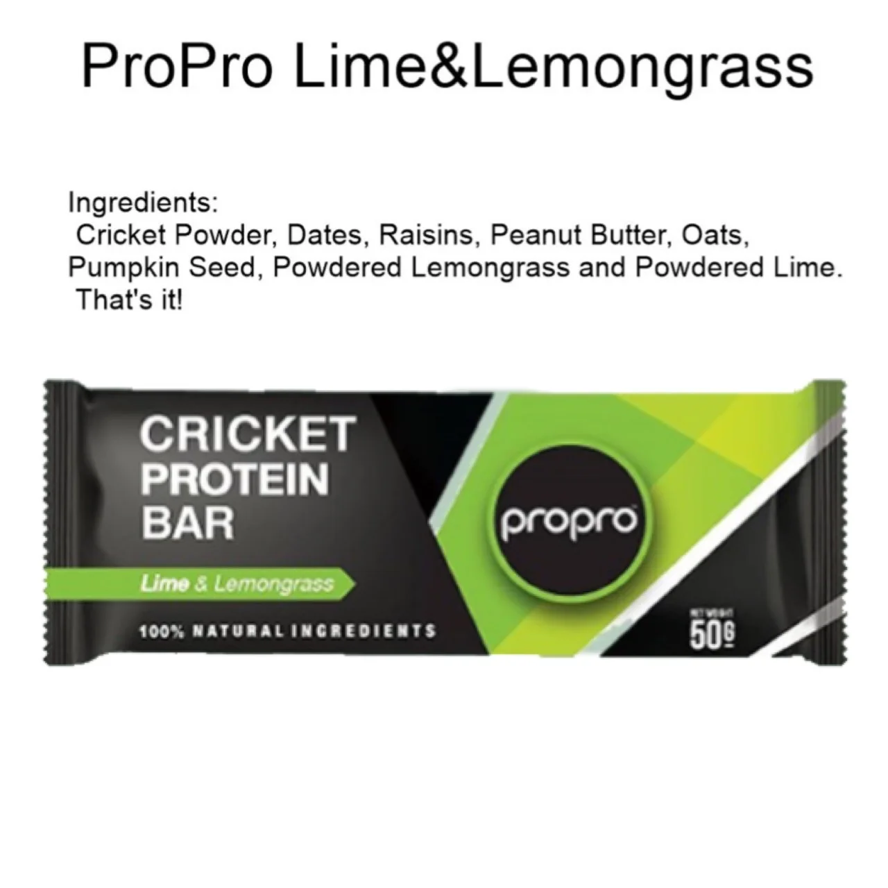 Propro Energy Bar Cricket Protein 50 g 5 flavors  100% Natural Ingredients From Thailand