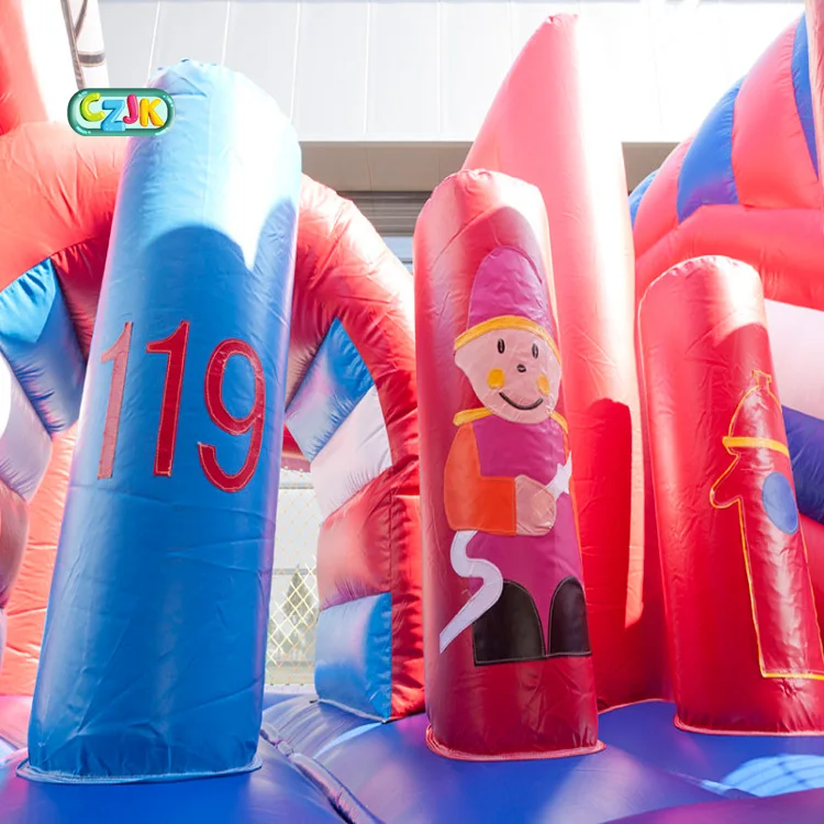 3 in 1 game inflatable fire truck master jumping firetruck bouncy castle slide bounce house for kids