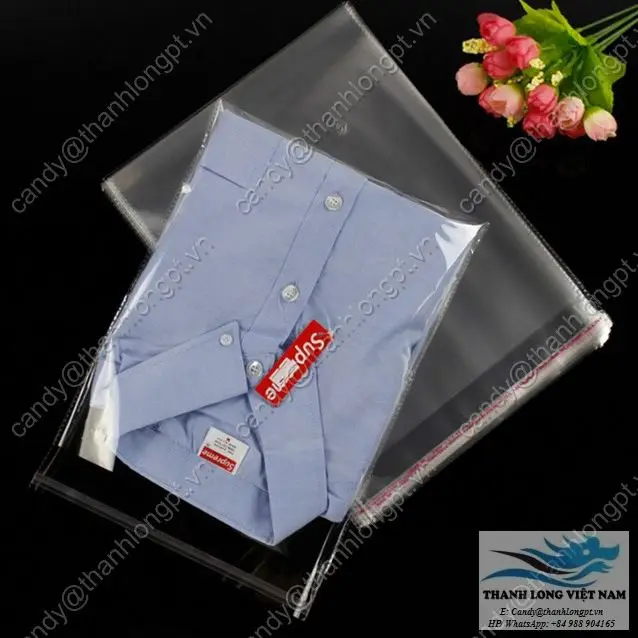 PE Plastic Apparel Garment Packing Bag Transparent for Clothes Vietnam Products Screen Printing Shopping LDPE Side Gusset Bag
