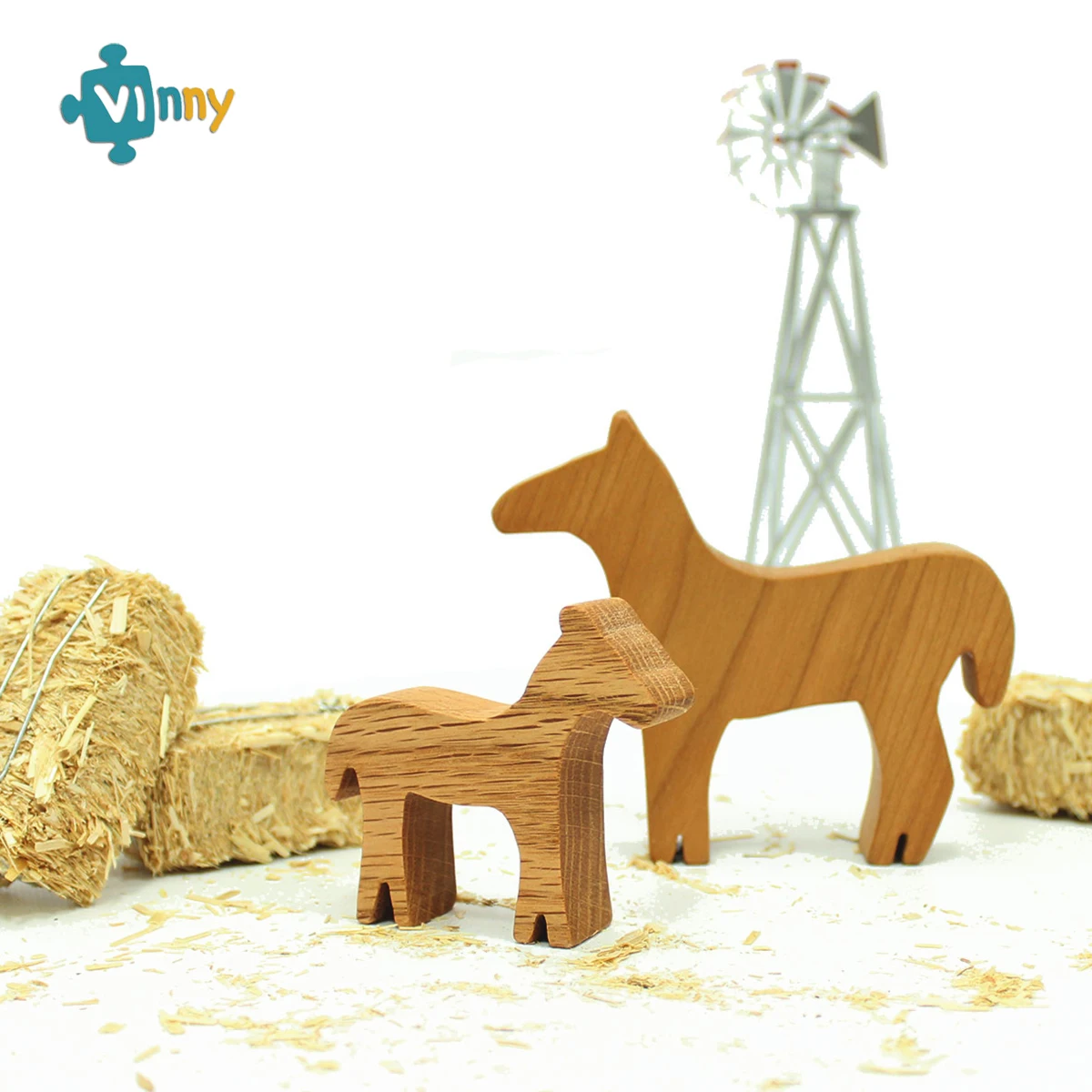  OEM - ODM набор из 14 деревянных игрушек для фермы месяца в форме человека и животного-вьетнамское лучшее рукоделие детей