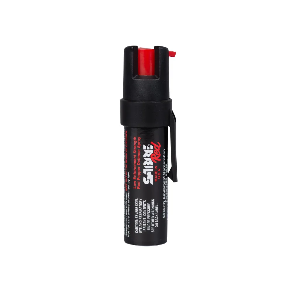 SABRE Pepper Spray With Attachment Clip, 35 Bursts (5X the Competition), 10-Foot (3-Meter) Range, Twist Lock Safety, Black