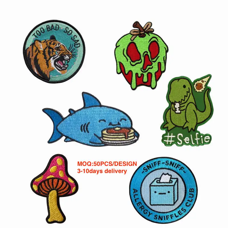 Cheap Custom patches iron on logo Appliques embroidered patch broderie parche bordado big embroidery patches
