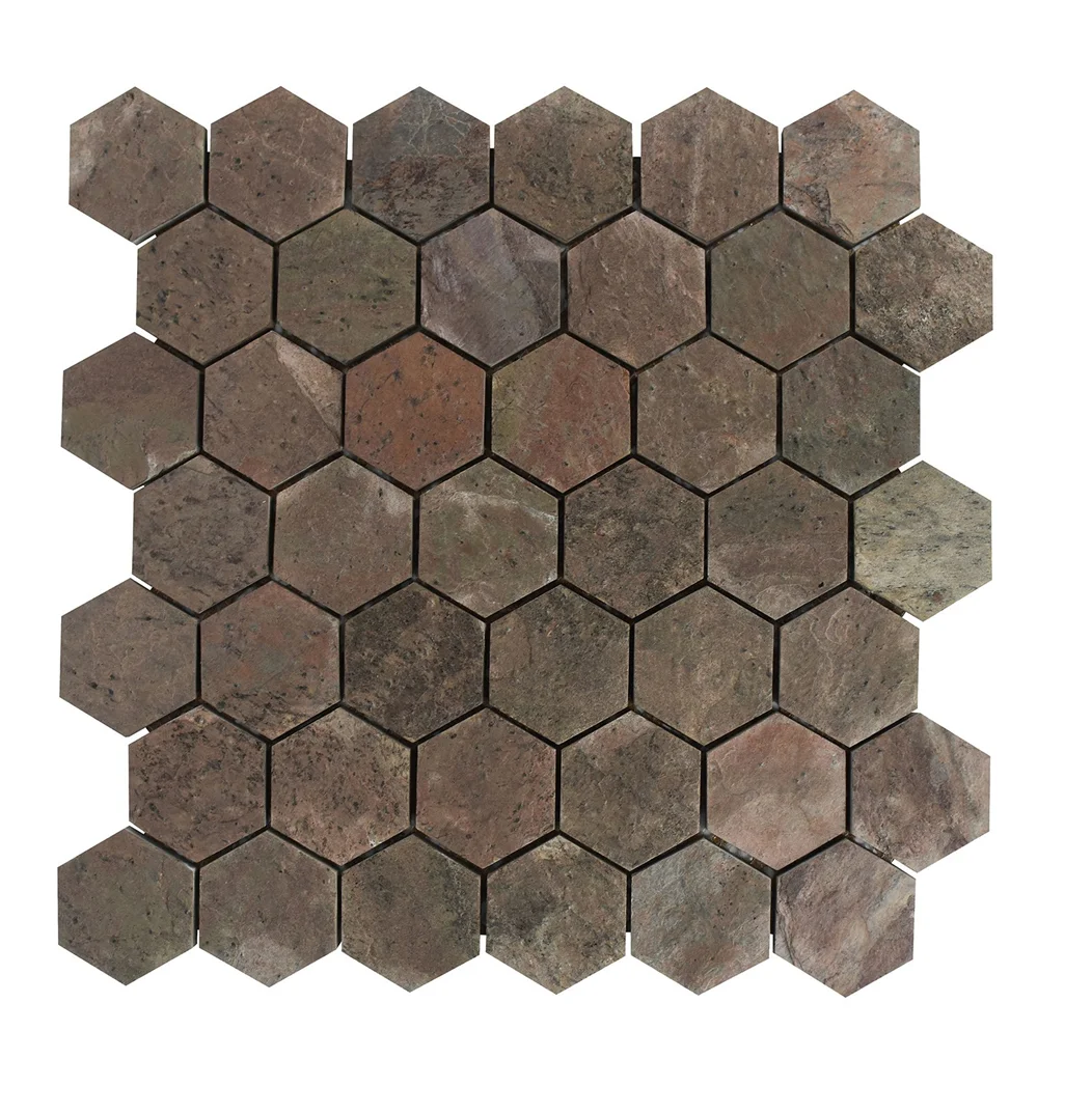 Rainforest Green Yellow Hexagone Shape Mosaic Tiles at Wholesale Price from India
