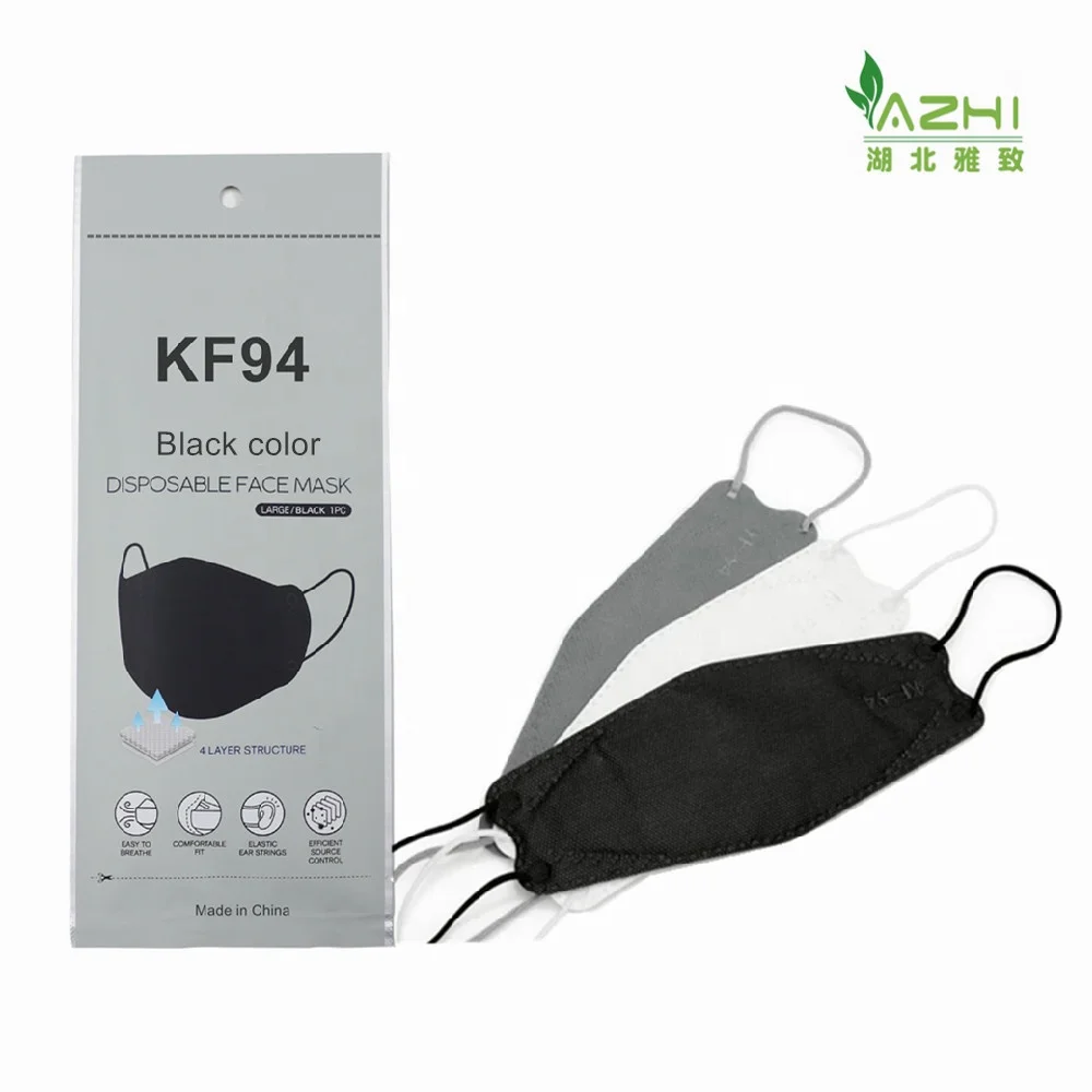 ISO /CE /BSCI PPE Face Mask KF94 Facial Masks ear loop kn94 masks Korea 4 ply black facemask non medical