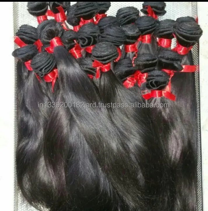 Premium Quality Straight Hair With Thick Quality Indian Human Hair Extensions Available at Wholesale Price For Export Sale