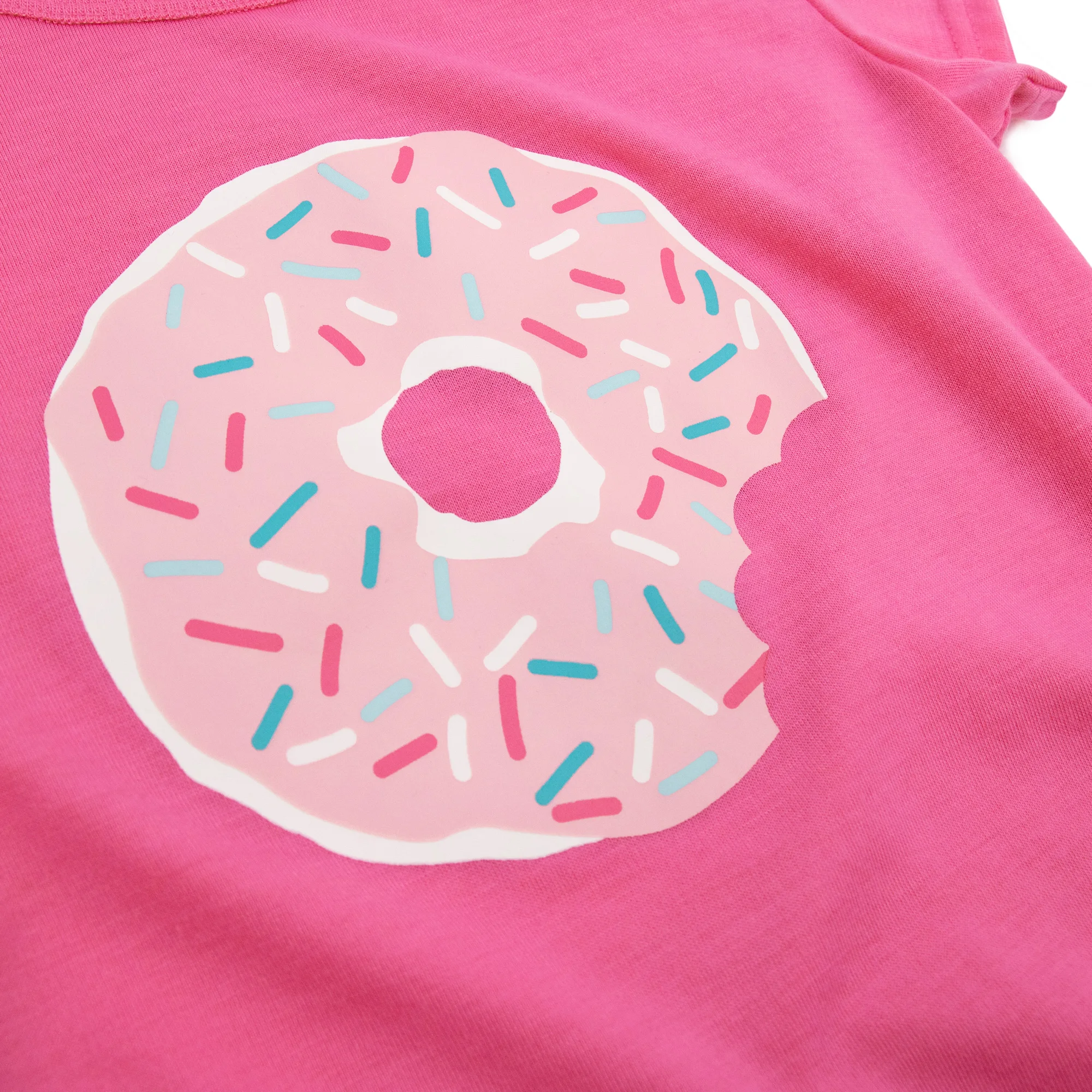 Cambodia FAMA factory Kids pajama set short sleeve PJ pink donuts rubber printing sweet pjs homewear