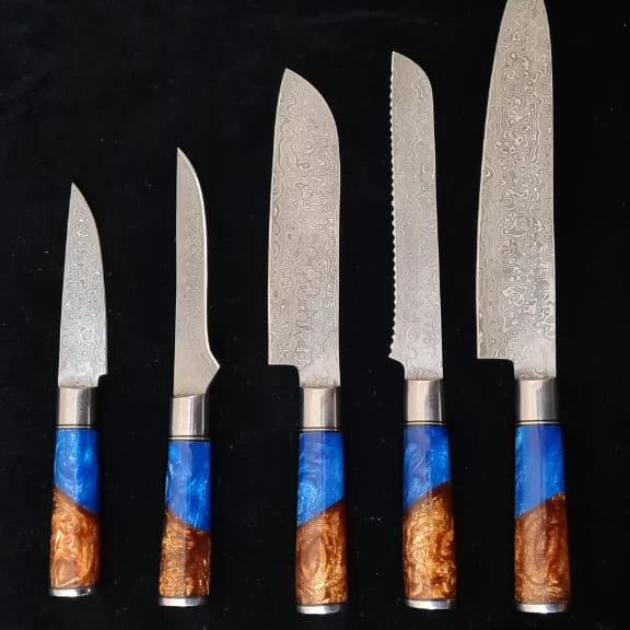 Набор ножей шеф-повара Дамасского цвета на заказ