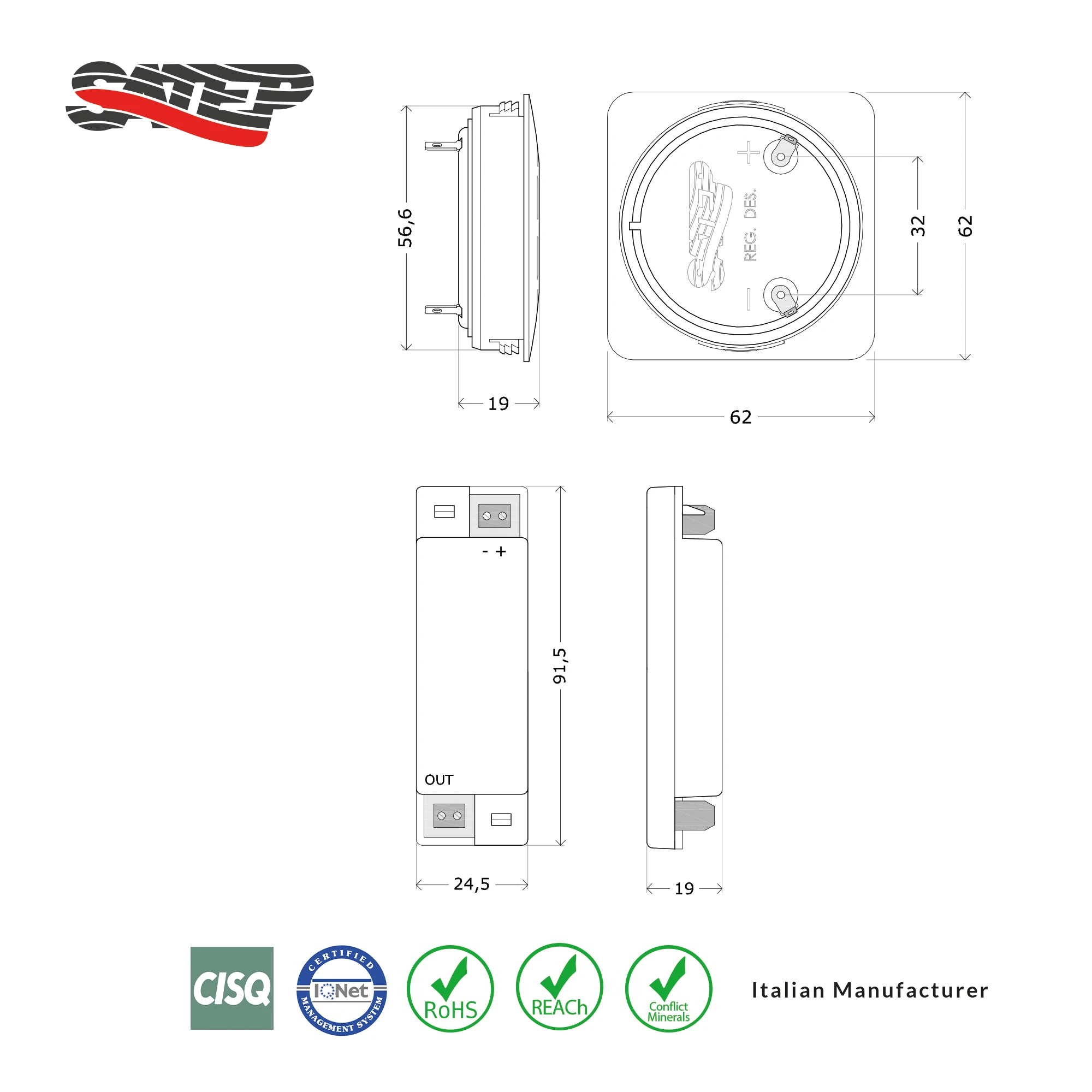 Итальянская дизайнерская комнатная Пьезосирена персонализируемая для охранной сигнализации охранная система 105 дБ квадратная утопленная