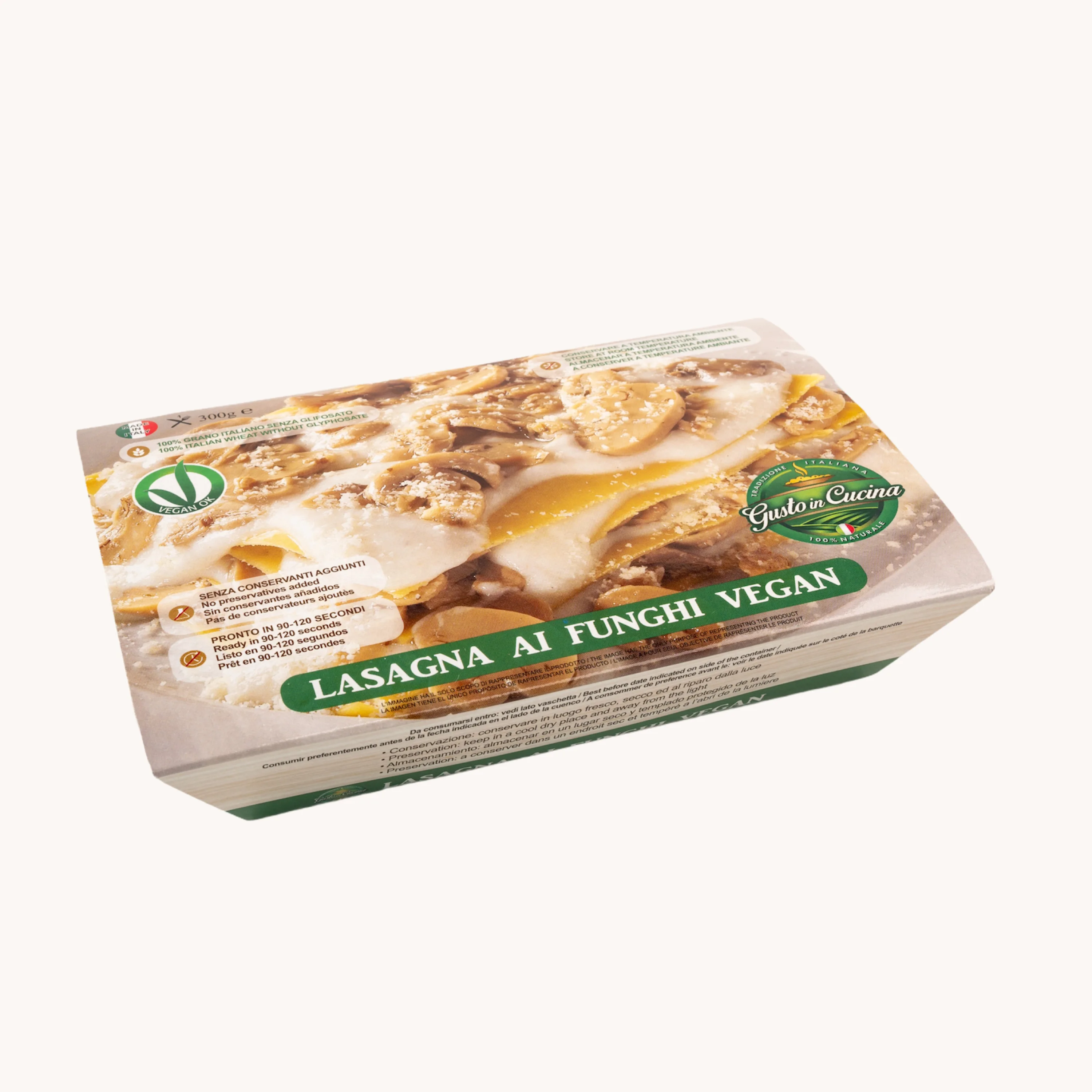 
 Готовая к употреблению безглютеновая паста Премиум-Качества «GUSTO IN кухня» грибы лазанья веганская 300 г  