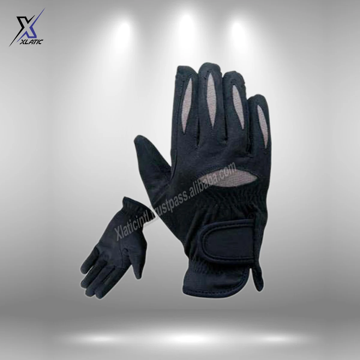 Ready to ship 2021 New design wholesale synthetic leather equestrian gloves for men women black horse riding gloves
