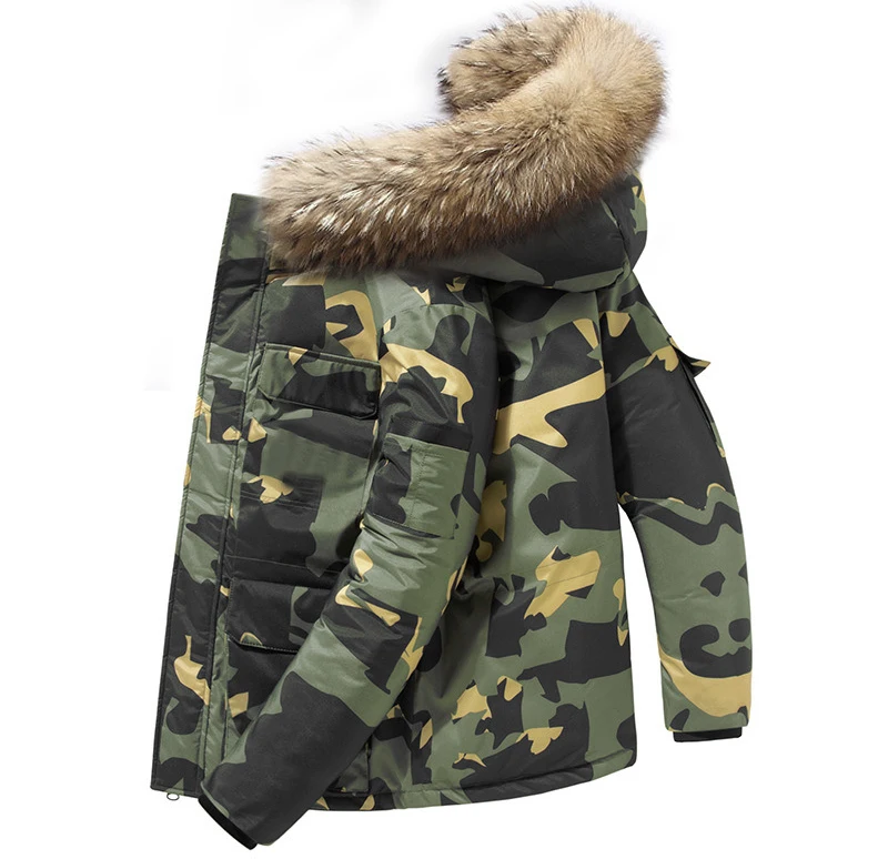 Men and Women Black Windbreaker Duck Puffer Goose Down Jacket with Fur Hood