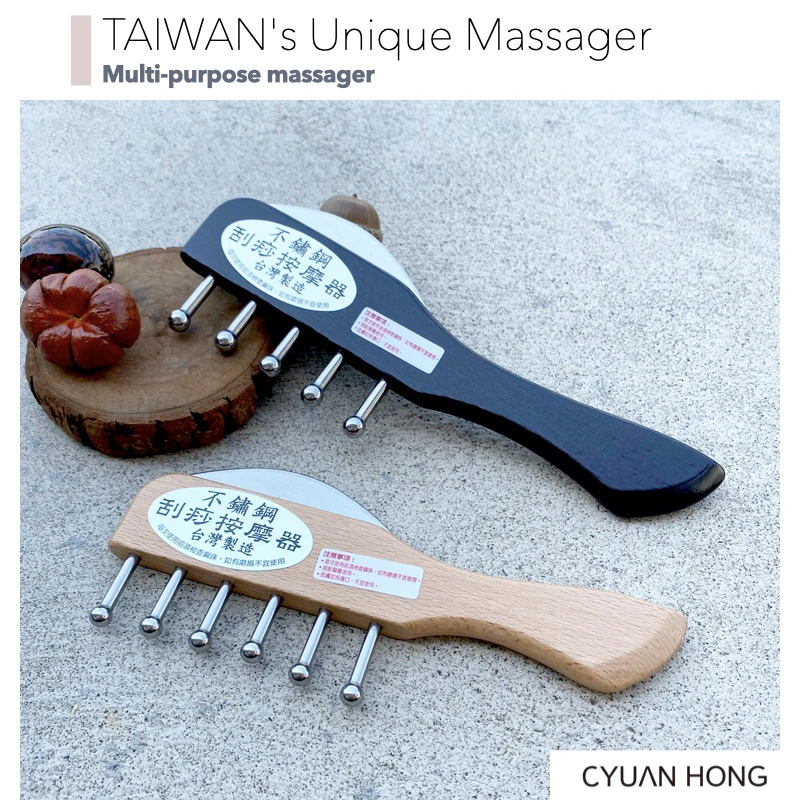 Wood Massager / Amazon Hot Sale Wood Head Acupressure GuaSha Massage Comb for Face Lift Neck Gua Sha Body Shiatsu