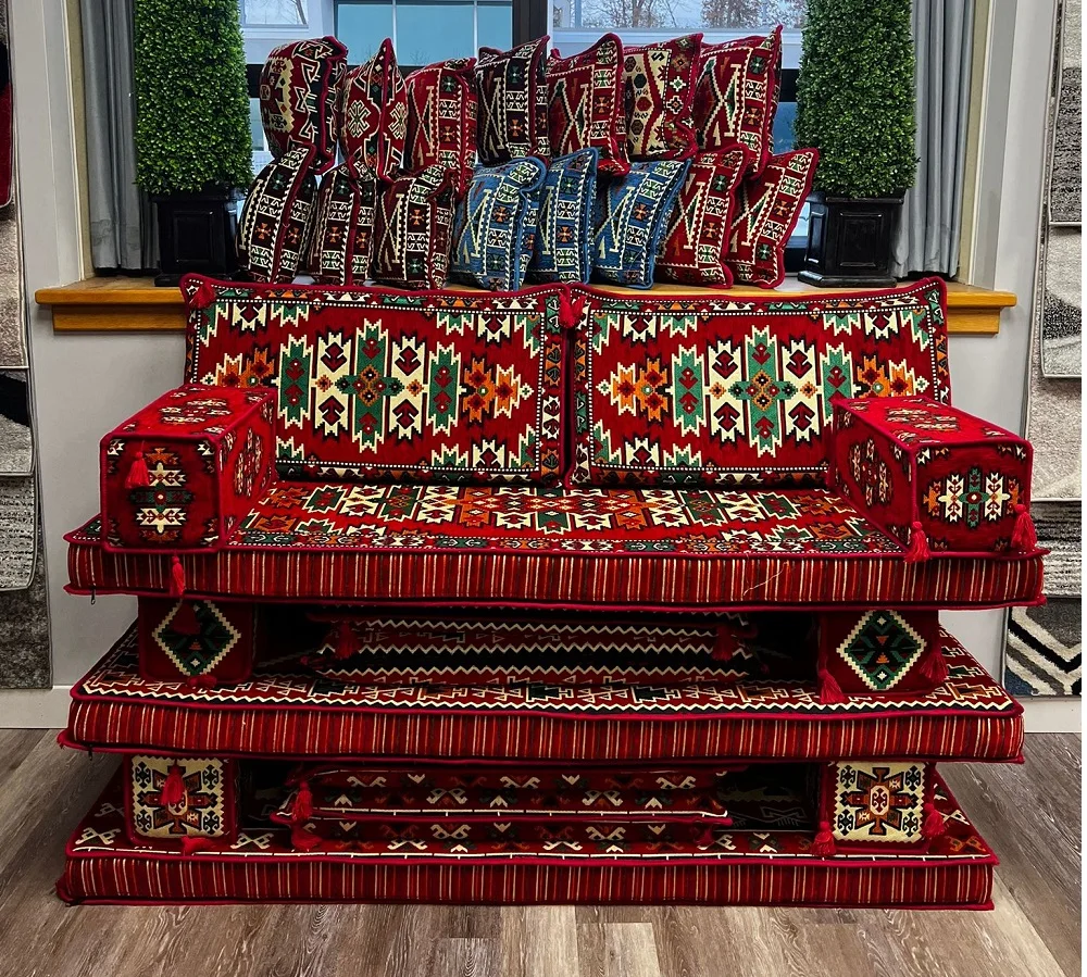 Oriental Sofa Set Arabic Floor Seating Couch Sectional Cushion  | 190*70cm |  5 piece  |  28 dances full of sponge