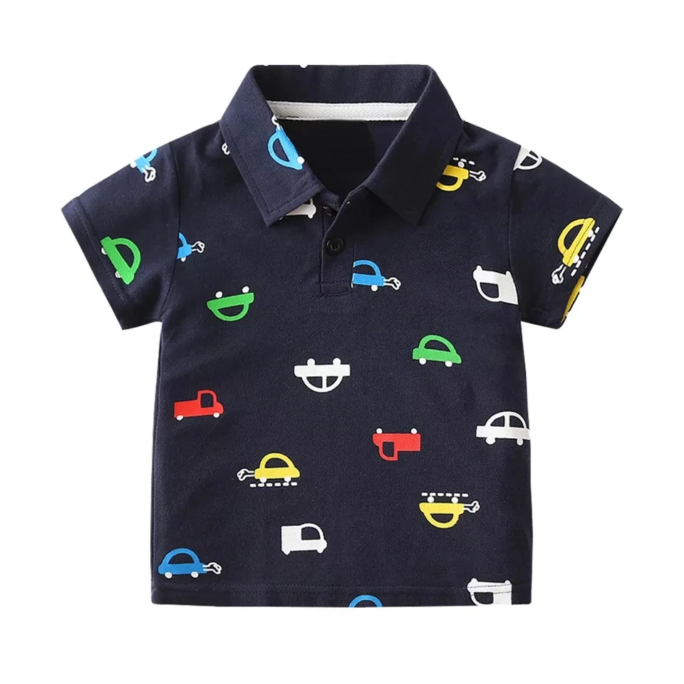 Direct Manufacturer Children Boy 100% Cotton Wear Short Sleeve Printed Stripped Polo Shirt For Kids with Cheap Price