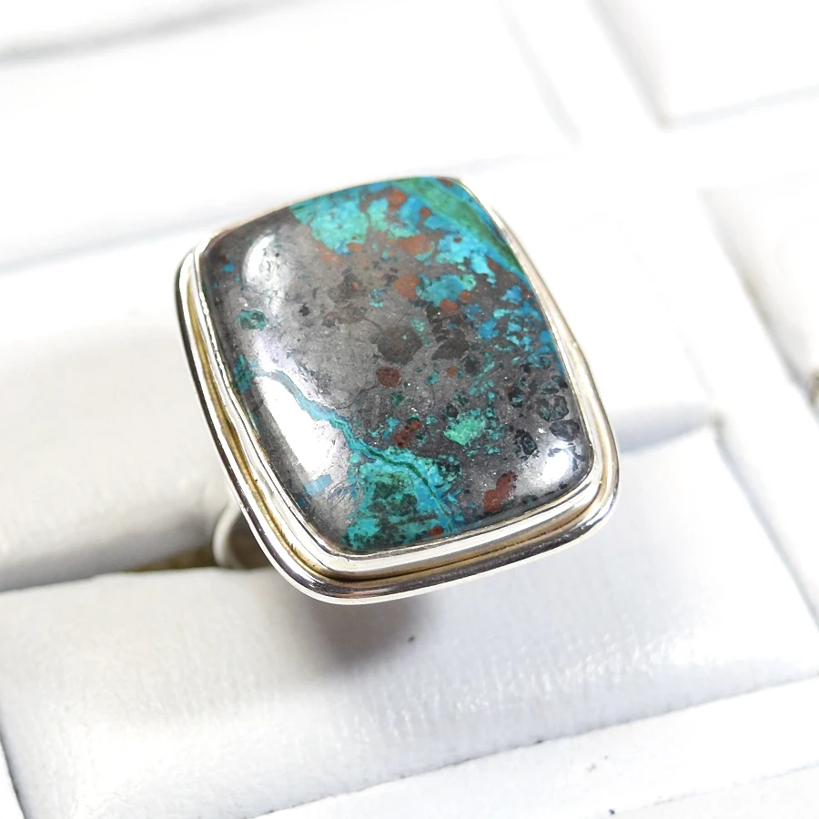 925 Sterling Silver Jewelry Azurite Stone Ring Wholesale Jewelry