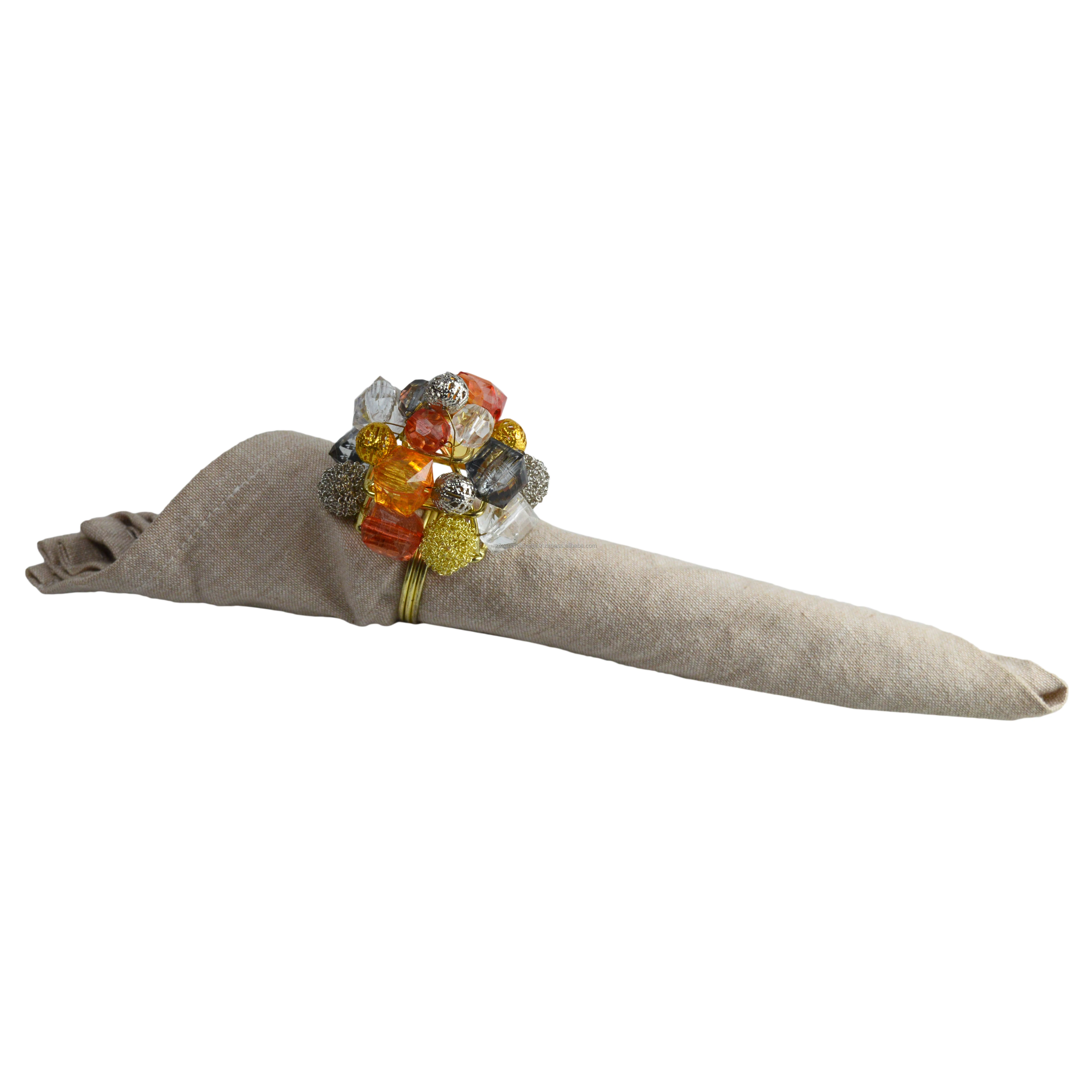 Vintage-Style Napkin Ring Tableware Multiple Designs & Colors Beads Brass & Plastic Cloth Holder Indoor Decor Hotels Weddings