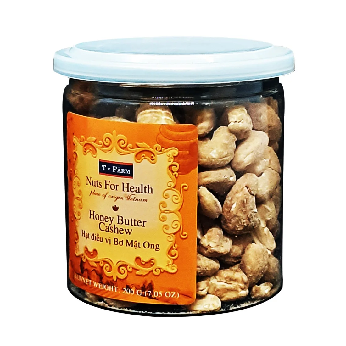 Vietnam Premium Quality COMMON Cultivation Type Baked Dried Flavor T-FARM JAR 200GR HONEY BUTTER CASHEW
