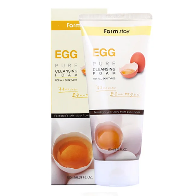 FARMSTAY EGG PURE CLEANSING FOAM  - made in Korean Cosmetic - Deep Cleansing Pore Cleaner Moisturizing Nourishing Firming