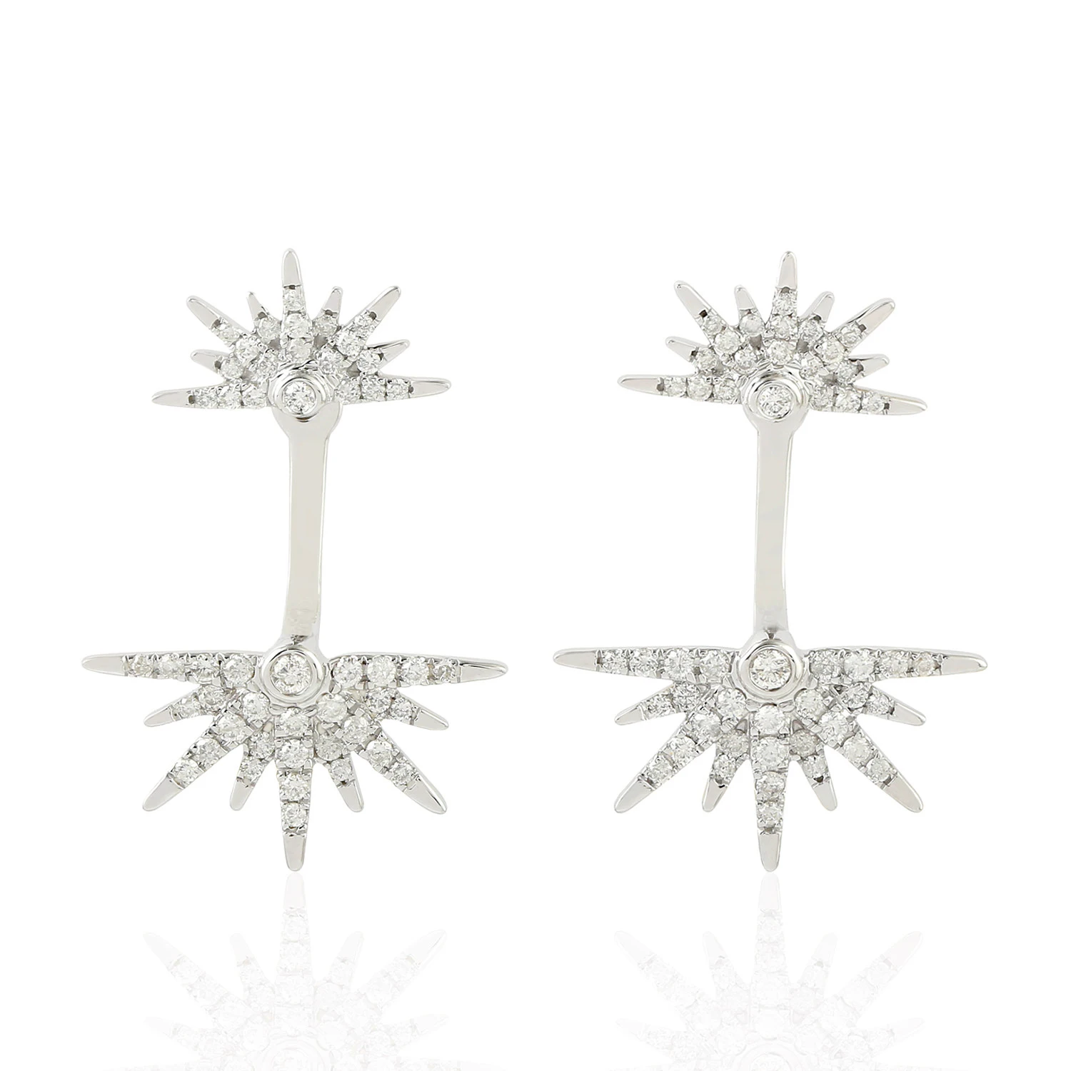 Серьги-Подвески ручной работы из белого золота 18 карат с бриллиантами и звездой женские ювелирные изделия