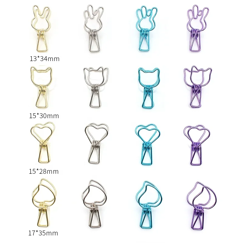 Colorful cute shape stainless steel cloths clip Accept Custom shape spring clips Metal binder clip