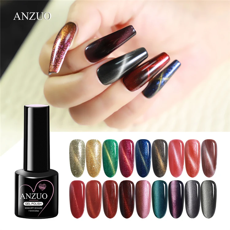 ANZUO Wholesale 7.5ml Cat Eye Uv Gel Nail Polish 36 Colors Private Brand Nail Salon Special Nail Polish