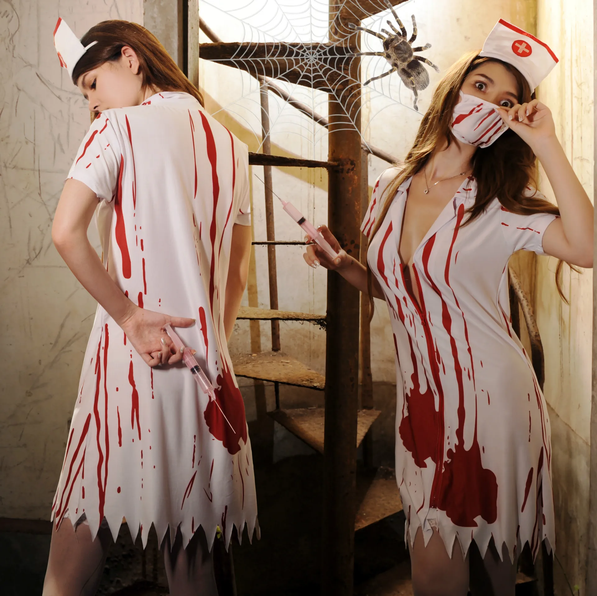 
Affordable Custom Logo Halloween Sexy Outfit Sexy Erotic Nurse Zombie Worker Cosplay Costumes 