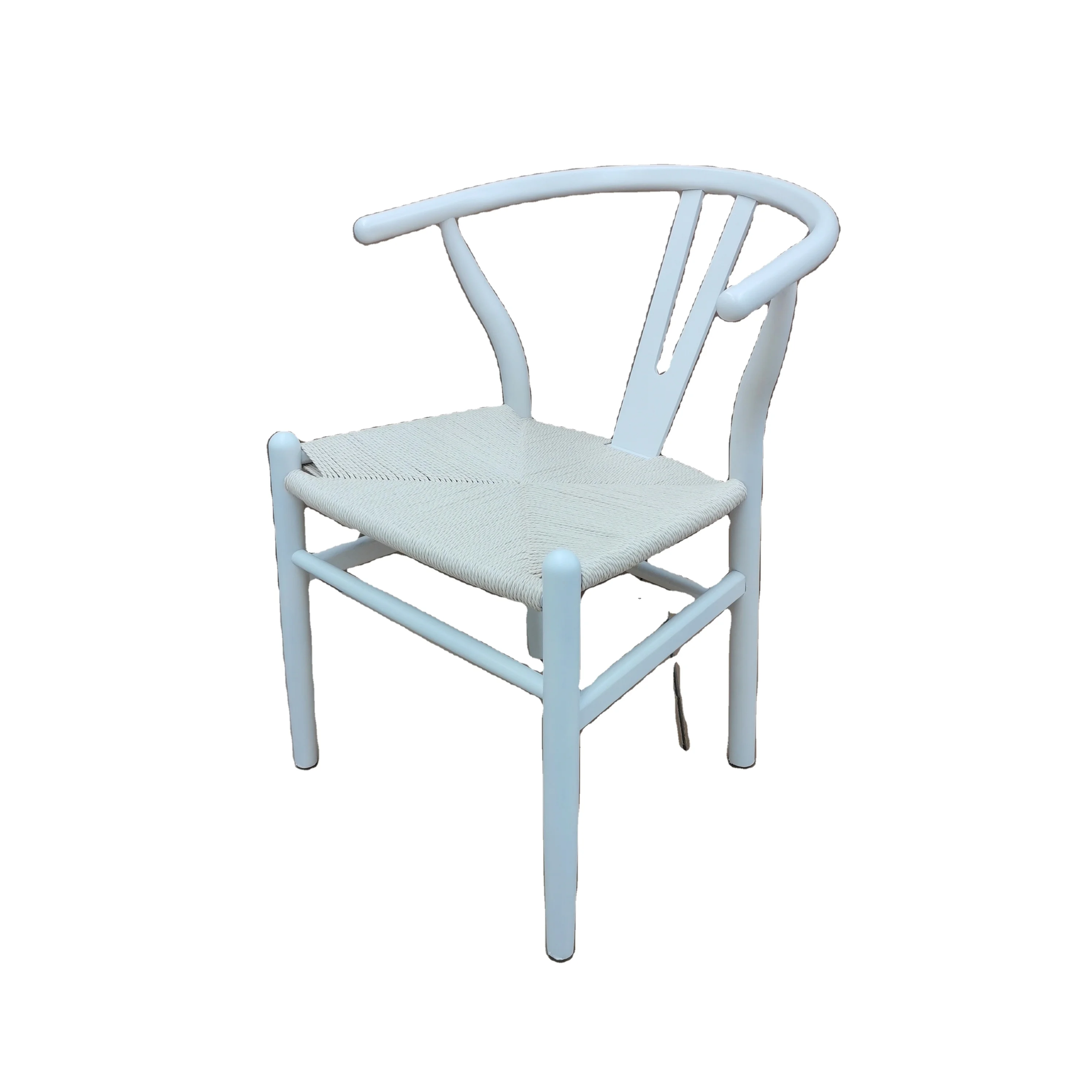 Solid Wood Nordic Style Design Han Wegner White Color Wishbone Y Chair with weaved paper rope
