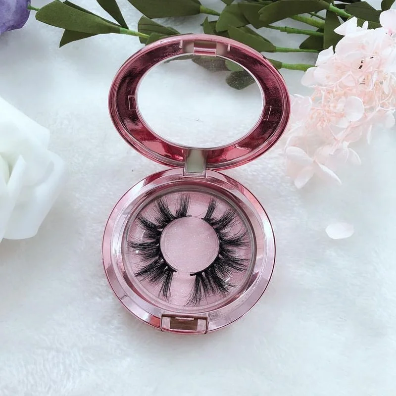 private label Circle Case 3D mink colorful eyelash eye lashes round lash box wholesale 25mm mink eyelash with custom box