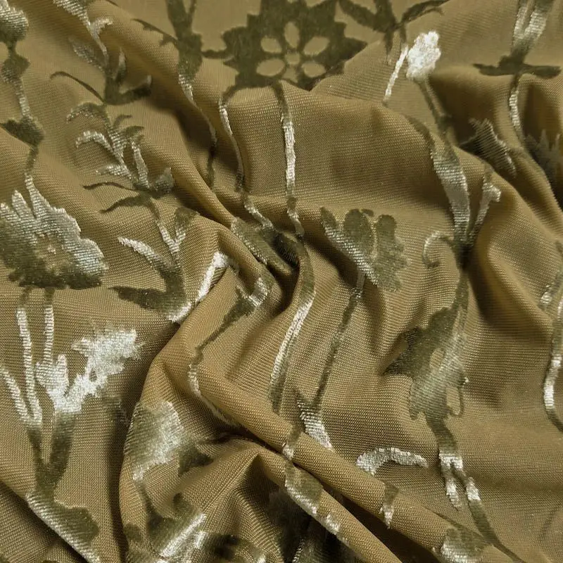 High Quality Blush Floral Damask Pattern Burnout Velvet Fabric for Wholesale- Style P-614-VELVET