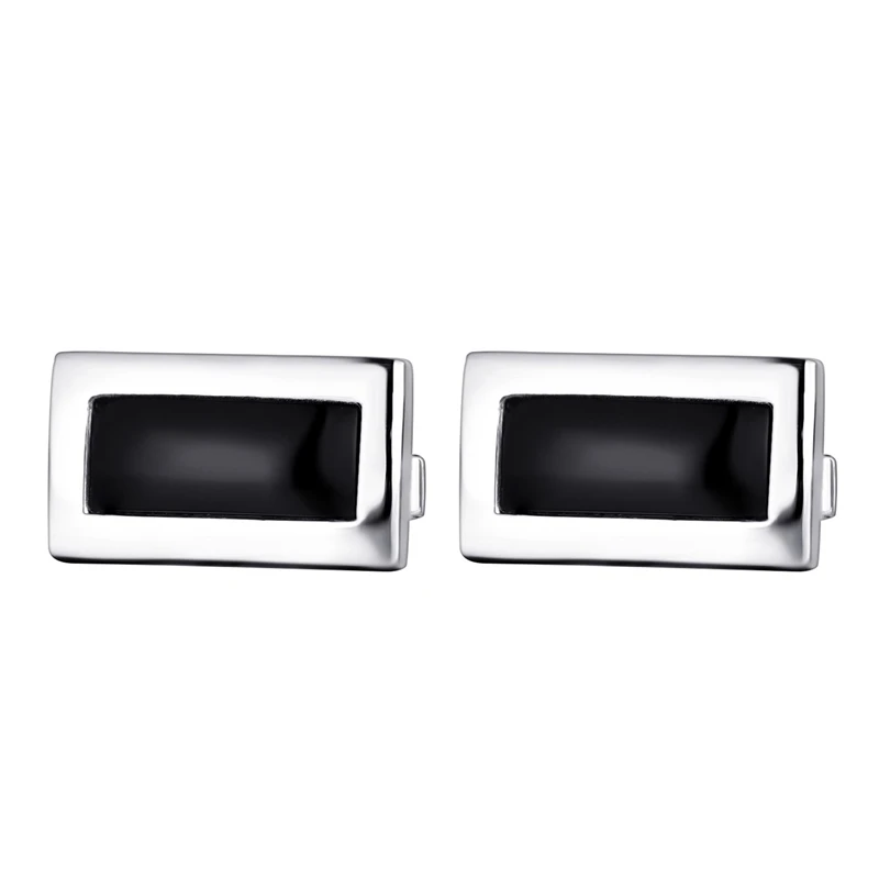 Wholesale Elegance Jewelry 925 Sterling Silver Noble Cufflinks with Black Rectangle onyx For Men