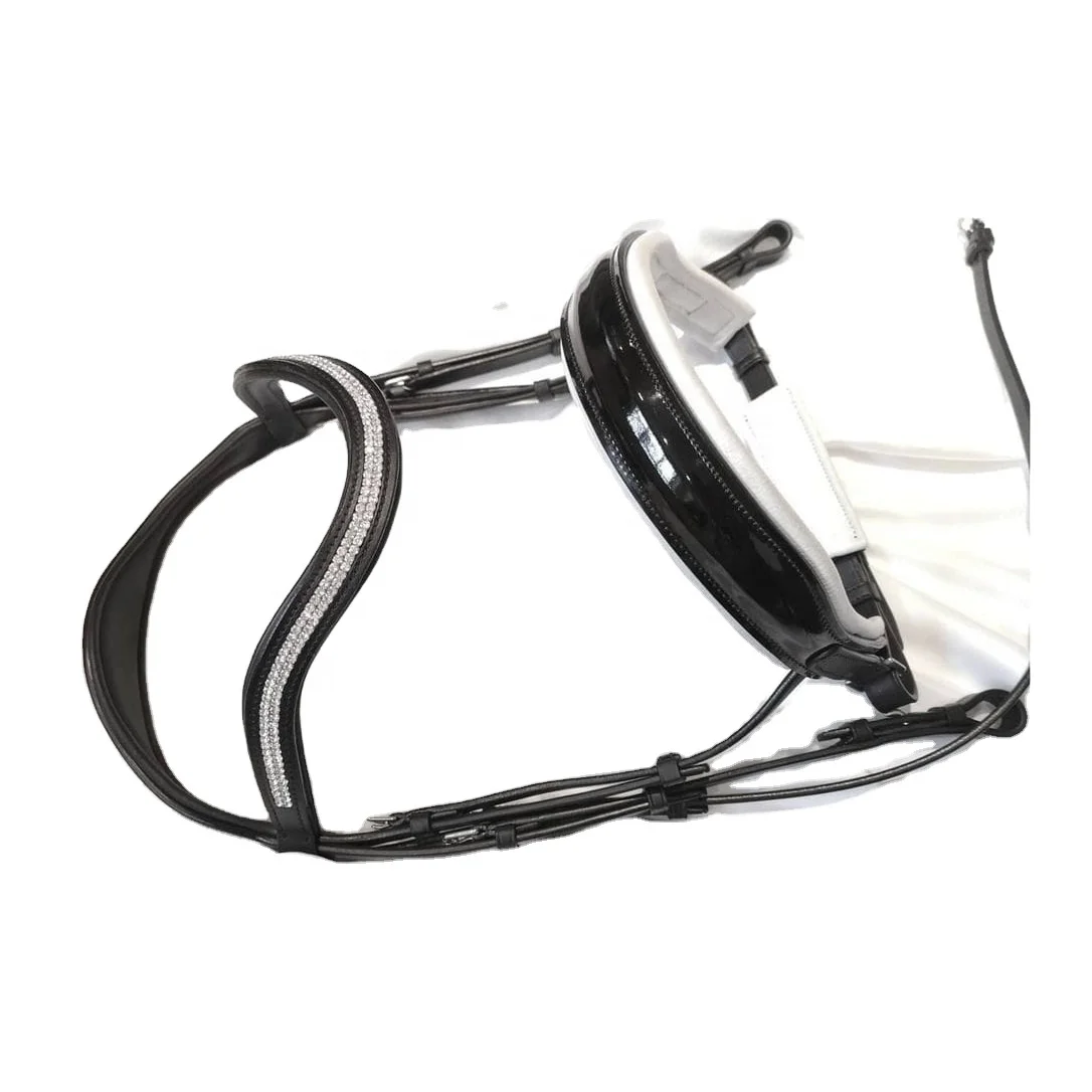 Exclusive Handmade Luxury Soft Padded Equestrian Horse Bridle With 2 Row Crystals And Patent Leather Manufacturer