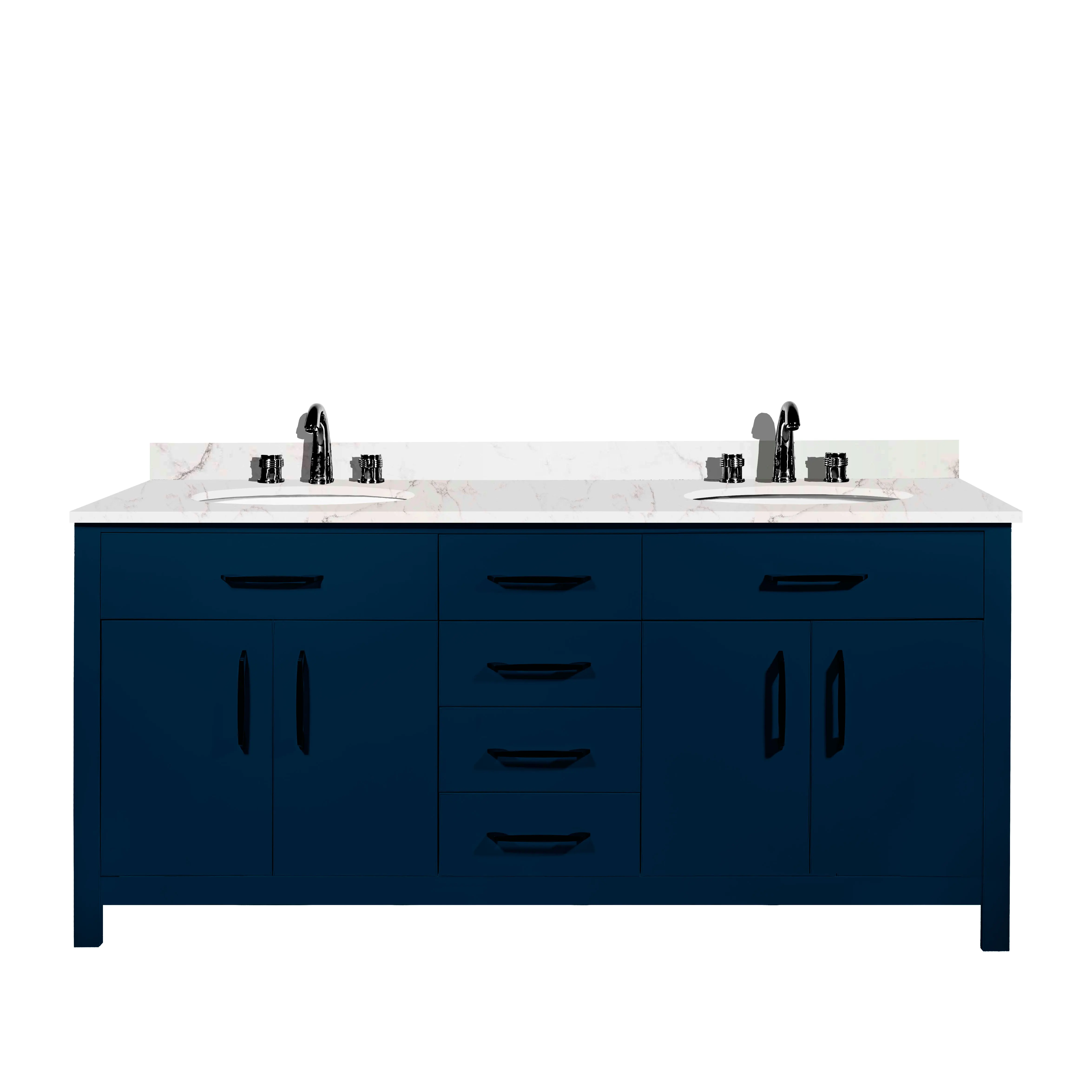 72 Inch Blue Double Sink Bathroom Vanity Set Floor Mounted Wooden Vanity Bath Cabinets in Wholesale Price