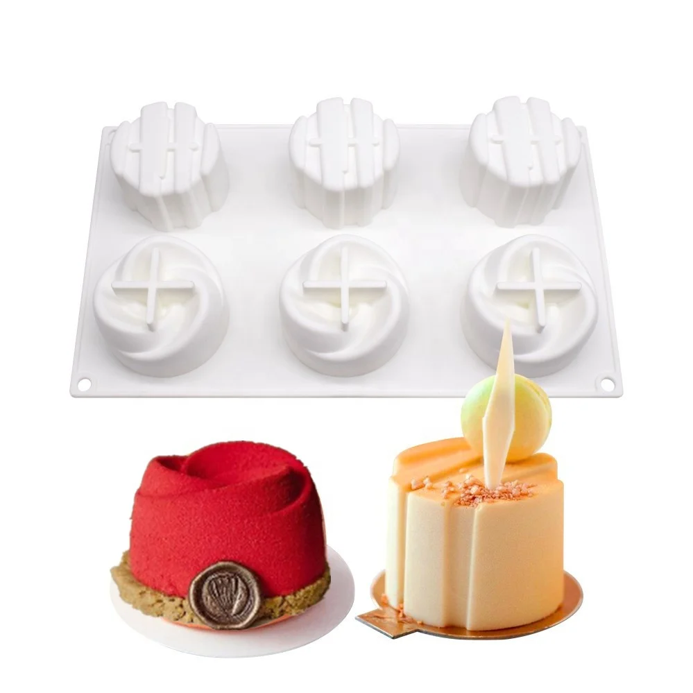 2 in 1 Valentine 6 Cavities rose Flower Silicone Cake Mold Non-stick Round Baking Mold for Soap, Chocolate, Cupcake, Pie