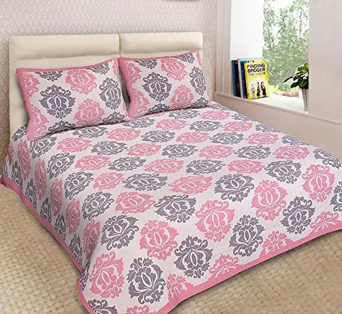 Bedsheet with 2 pillow covers Kerry Pattern Super Fine Cotton Fabric Handmade Multiple Color
