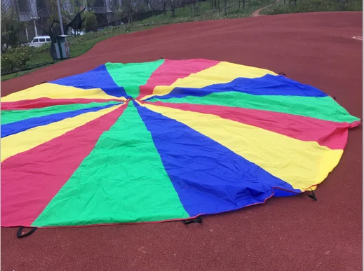 Amazon hotselling Customized Rainbow Kids Play Parachute ,indoor games kids play- Diameter6ft 12ft 20ft