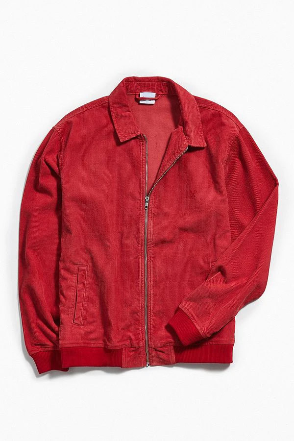 Индивидуально вышитый логотип Вельветовая куртка Харрингтона Красная мужская с открытыми плечами