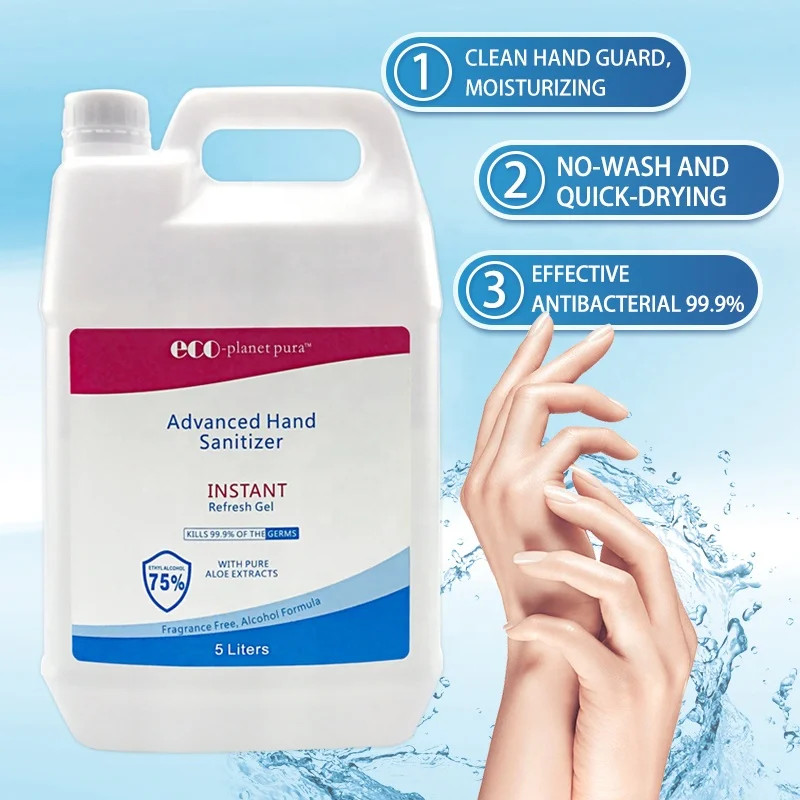 
Factory Custom Waterless Alcohol Antibacterial Instant Hand Sanitizer Wash Gel 5L Large Size Hand Sanitiser 