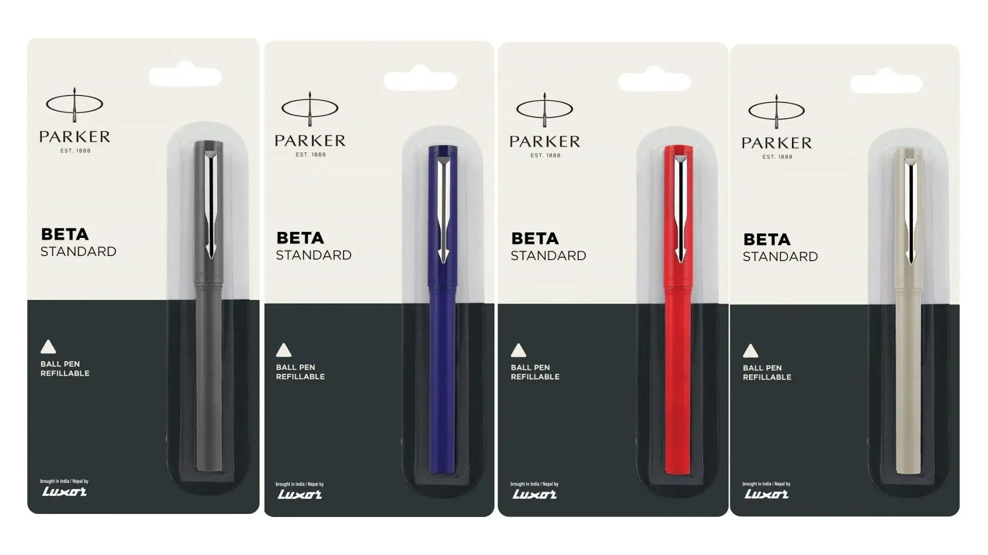 Ballpoint pens beta standard chrome trim silver color plastic body promotional custom logo writing parker pens ballpens