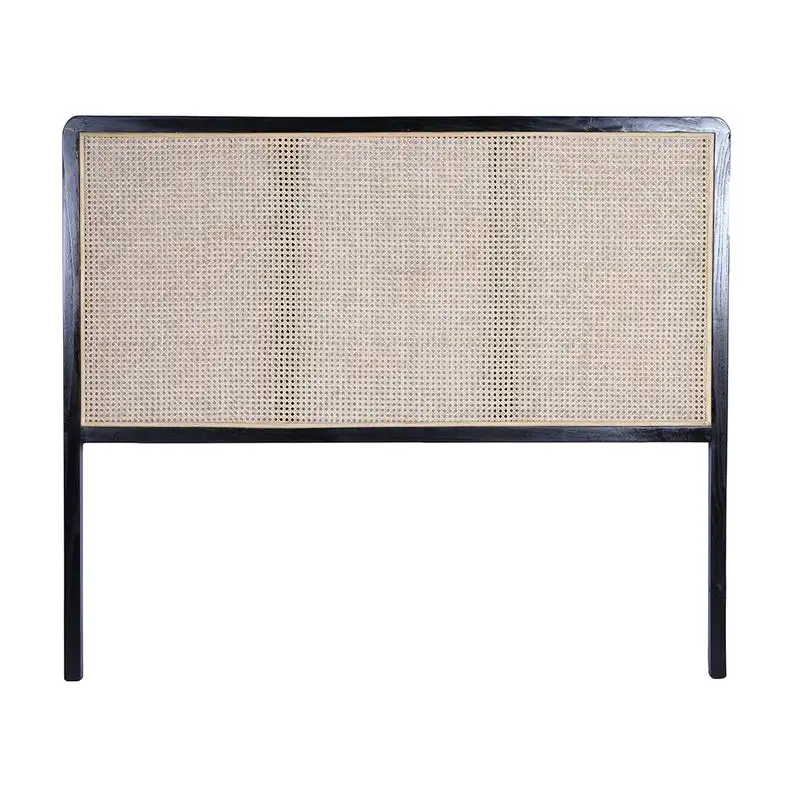 Wholesale Simple Rattan Headboard Bed Design Hotel HomeStay  Velvet Bed Frame Queen Double Wooden Bed